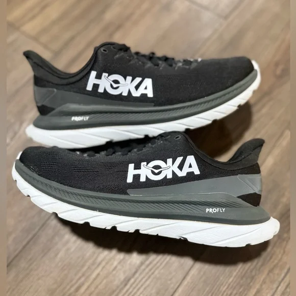 Hoka One One Mach 4 Running Shoes Men 8.5 Black White PROFLY - Picture 1 of 8